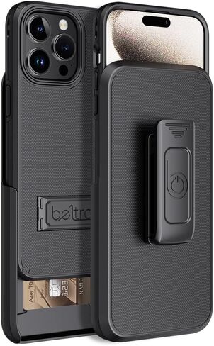 BELTRON Case Holster Combo for iPhone 15 Plus, Slim Protective Full Body Grip Case & Swivel Belt Clip 3 in 1 Combo with Kickstand/Card Holder Compatible with Apple iPhone 15 Plus 6.7" Black in Saudi Arabia