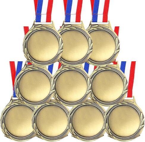 24 Pcs Blank Award Medals with Neck Ribbons Create Your Own Medals Kit Cheer Medals Participation Trophy Metal Trophy Award Prize Gift for Adults School Party Favors (Antique Red) in Saudi Arabia
