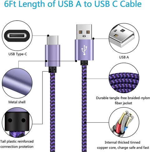 2.5ft Coiled Samsung Fast Charging Cable for Galaxy Z Fold 6 Flip 6, S24 S23 S22 S21+ Ultra S20 FE 5G S10e, A55 A35 A15 A54 A53 A14 A30 A03s, USB A to Type C Car Retractable Phone Charger Cord in Saudi Arabia