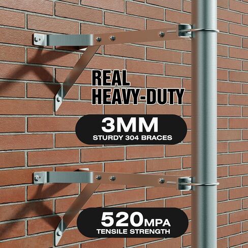 4-Pack Antenna Mount 304 Stainless Steel Double Wall Mount Antenna Mast Clamp V Jaw Bracket Accessories Kit for TV CB Ham Outside Home (4), Silver in Kuwait