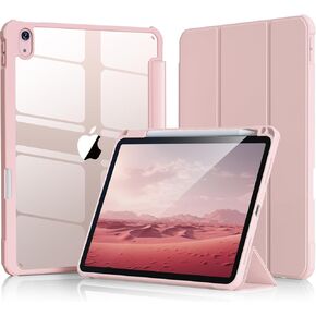 Kenke for iPad Air 6th Generation Case 11 inch (2024) iPad Air 5th Generation Case (2022) / iPad Air 4th Generation Case (2020) 10.9 Inch Case with Pencil Holder & Soft TPU Back Shell (Light Pink)