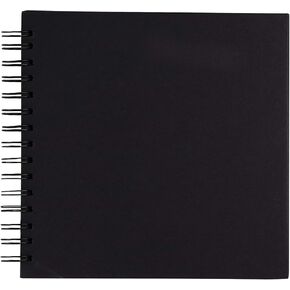 Hardcover Scrapbook - Blank Wedding Guest Book, Photo Album, Square Spiral Bound Cardboard Cover Sketchbook for Kids DIY Craft, Diary Journal, Black, 40 Sheets, 8 x 8 Inches