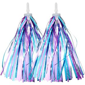 2pcs 29cm Length Polyester Silky Ribbons Streamers Bike Tassels Handlebar Tassels for Children Kid's Bike,Bicycle,Scooter,Baby Carrier Grips Decoration(Colorful) (Mixed Color)