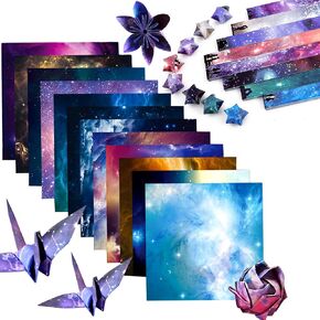 Foeipy 600PCS Origami Set Single Sided Colored Origami Sparkly Paper Origami Stars Papers Package DIY Paper Glitter Origami Stars Paper Strip Lucky Paper Stars for DIY Handmade Crafts