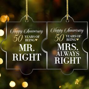 NewEleven Wedding Gifts, First Christmas Married Mr and Mrs Gifts, Wedding Gifts for Couples 2024, Bridal Shower Gifts, Couple Gifts for Newlywed, Wedding Decor, Merry and Married - Acrylic Ornament