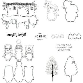 Merry Christmas Stamps and Dies Set, Cat Words Snowflake Clear Rubber Stamps Cutting Die Star Die Cuts for Card Making Scrapbooking Carbon Steel Wedding Embossing Template DIY Craft Decor Gift