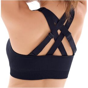 FITTIN Sports Bras for Women Padded: Adjustable Cross Back Seamless Bras Pack for Workout Yoga