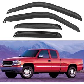 Original 4pcs Wind Deflectors, Outside Mount Rain Guards,Window Visors fit on 92-00 Chevy/GMC C/K 1500/2500/3500 Crew Cab Pickup 92-99 Suburban 95-99 Tahoe/Yukon 99-00 Escalade 94095