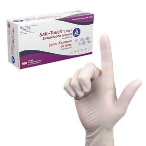 Dynarex Safe-Touch Disposable Latex Exam Gloves, Powder-Free, Used in Healthcare & Professional Settings, Bisque, Small, 1 Case, 10 Boxes of 100 Gloves