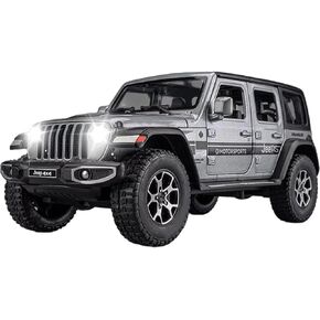 ERBADIHAGO Toy Car Compatible for 7 Door Wrangler Toy Car Model 1/32 Die-cast Pull Back Model Car with Sound and Light Toy Vehicle for 3+Year Old Boys Festival Gift Silver Car