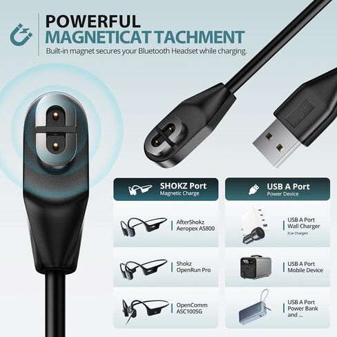 2 Pack Charging Cable for Shokz, USB C Shokz Cable Magnetic Charger Cord Compatible for AfterShokz Aeropex AS800, Shokz OpenRun Pro, OpenRun, OpenRun Mini, OpenComm Shokz Charger Replacement in Saudi Arabia