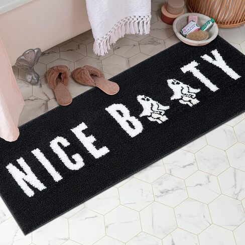 RoomTalks مضحك هالوين حمام حصيرة للحمام غير زلة قابل للغسل الحد الأدنى لطيفة الغنيمة السوداء القوطية هالوين حمام البساط 20''W x 32''L ستوكات أشعث ماصة مخيف شبح الحمام البساط حصيرة in Kuwait