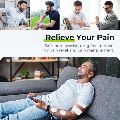 AUVON 3-in-1 TENS Unit Muscle Stimulator, EMS Massage Machine with 40 Intensities for Gradual Shoulder, Sciatica, Back Pain Relief, 24 Modes Rechargeable Electronic Pulse Massager with 12 TENS Pads in Saudi Arabia