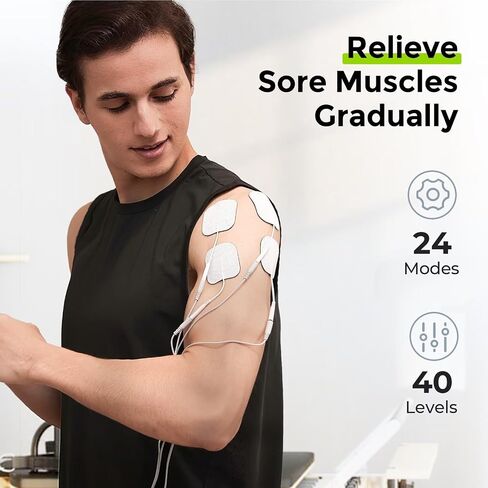 AUVON 3-in-1 TENS Unit Muscle Stimulator, EMS Massage Machine with 40 Intensities for Gradual Shoulder, Sciatica, Back Pain Relief, 24 Modes Rechargeable Electronic Pulse Massager with 12 TENS Pads in Saudi Arabia