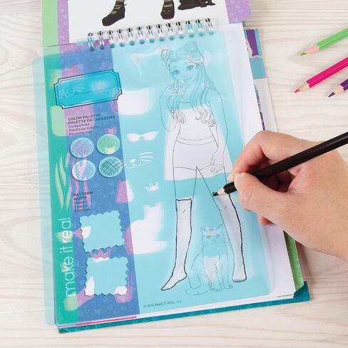 Make It Real – Fashion Design Sketchbook: City Style - Inspirational Fashion Design Coloring Book for Girls - Includes Sketchbook, Stencils, Stickers, and Fashion Design Guide in Kuwait