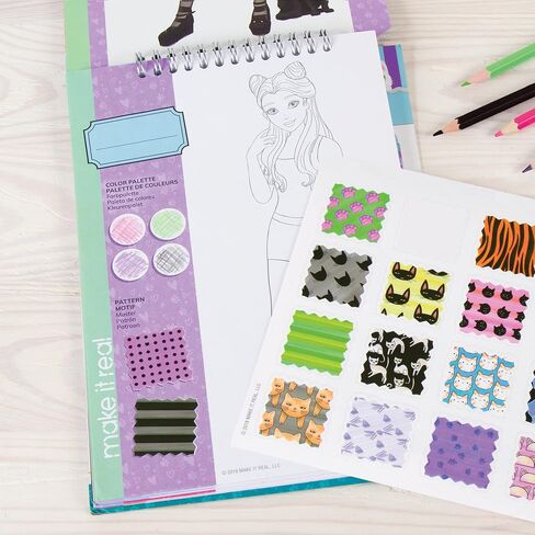 Make It Real – Fashion Design Sketchbook: City Style - Inspirational Fashion Design Coloring Book for Girls - Includes Sketchbook, Stencils, Stickers, and Fashion Design Guide in Kuwait