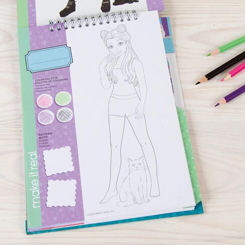 Make It Real – Fashion Design Sketchbook: City Style - Inspirational Fashion Design Coloring Book for Girls - Includes Sketchbook, Stencils, Stickers, and Fashion Design Guide in Kuwait