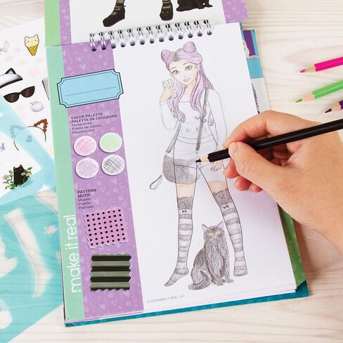Make It Real – Fashion Design Sketchbook: City Style - Inspirational Fashion Design Coloring Book for Girls - Includes Sketchbook, Stencils, Stickers, and Fashion Design Guide in Kuwait