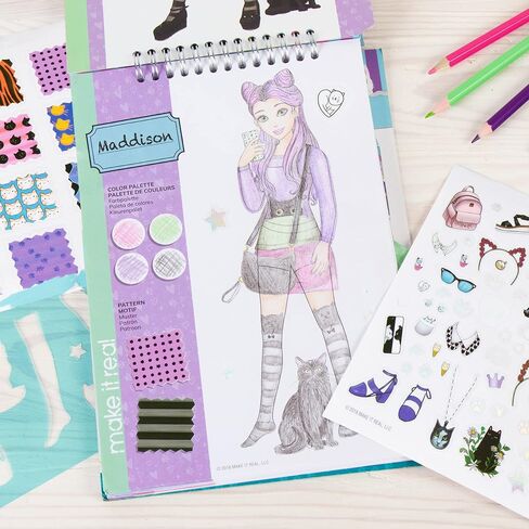 Make It Real – Fashion Design Sketchbook: City Style - Inspirational Fashion Design Coloring Book for Girls - Includes Sketchbook, Stencils, Stickers, and Fashion Design Guide in Kuwait