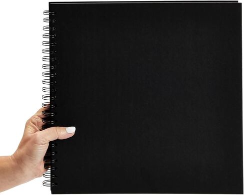 Hardcover Scrapbook - Blank Wedding Guest Book, Photo Album, Square Spiral Bound Cardboard Cover Sketchbook for Kids DIY Craft, Diary Journal, Black, 40 Sheets, 8 x 8 Inches in Saudi Arabia