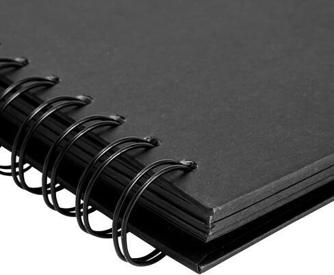 Hardcover Scrapbook - Blank Wedding Guest Book, Photo Album, Square Spiral Bound Cardboard Cover Sketchbook for Kids DIY Craft, Diary Journal, Black, 40 Sheets, 8 x 8 Inches in Saudi Arabia