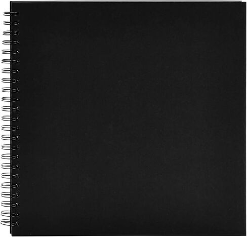 Hardcover Scrapbook - Blank Wedding Guest Book, Photo Album, Square Spiral Bound Cardboard Cover Sketchbook for Kids DIY Craft, Diary Journal, Black, 40 Sheets, 8 x 8 Inches in Saudi Arabia