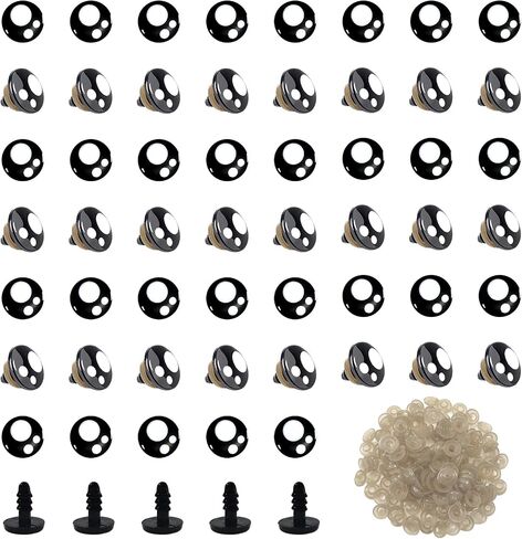 TOAOB 320pcs Plastic Safety Eyes with Washers Black Craft Eyes 16mm Stuffed Animals Eyes Oval Craft Doll Eyes for DIY Amigurumis Crochet Animals Bears Making in Saudi Arabia