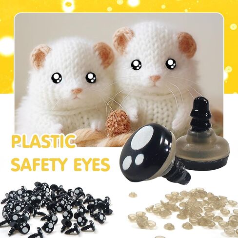 TOAOB 320pcs Plastic Safety Eyes with Washers Black Craft Eyes 16mm Stuffed Animals Eyes Oval Craft Doll Eyes for DIY Amigurumis Crochet Animals Bears Making in Saudi Arabia