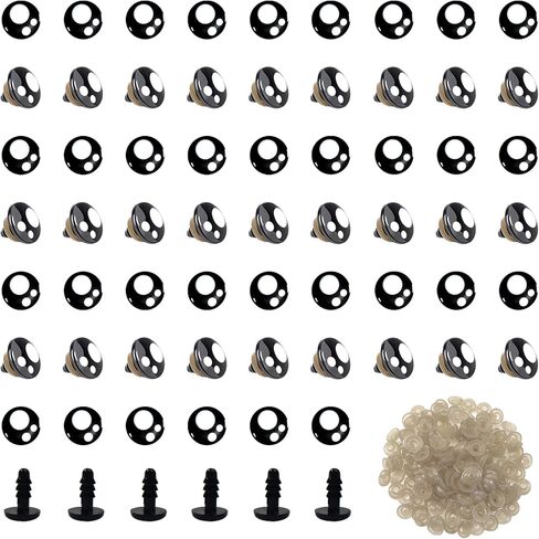 TOAOB 320pcs Plastic Safety Eyes with Washers Black Craft Eyes 16mm Stuffed Animals Eyes Oval Craft Doll Eyes for DIY Amigurumis Crochet Animals Bears Making in Kuwait