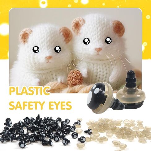 TOAOB 320pcs Plastic Safety Eyes with Washers Black Craft Eyes 16mm Stuffed Animals Eyes Oval Craft Doll Eyes for DIY Amigurumis Crochet Animals Bears Making in Kuwait