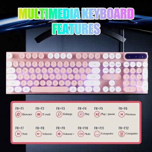 Wired Crack Rainbow Gaming Keyboard and Mouse Combo, 104 Keys Light Up Mechanical Feeling Computer Keyboard, Wired Gaming Keyboard and Mouse for PC MAC Xbox Gamer(Black) in Kuwait