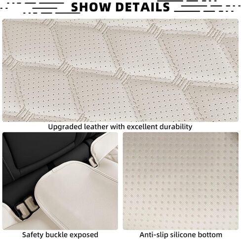 2 Pack Luxury Leather Front Car Seat Covers, Bottom Seat Covers for Cars, Anti-Slip and Wrap Around The Bottom, for Most Vehicles, Sedan, Truck, SUV, Milk White in Kuwait