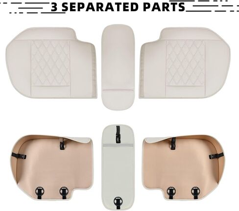 2 Pack Luxury Leather Front Car Seat Covers, Bottom Seat Covers for Cars, Anti-Slip and Wrap Around The Bottom, for Most Vehicles, Sedan, Truck, SUV, Milk White in Kuwait