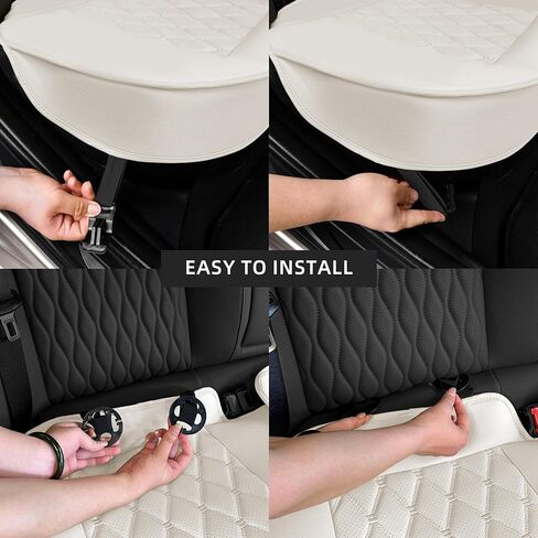 2 Pack Luxury Leather Front Car Seat Covers, Bottom Seat Covers for Cars, Anti-Slip and Wrap Around The Bottom, for Most Vehicles, Sedan, Truck, SUV, Milk White in Kuwait