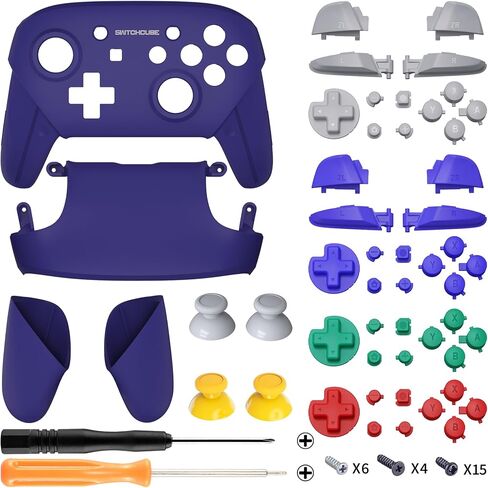 eXtremeRate Classic SwitchCube Style - Black Faceplate Backplate Handles for Nintendo Switch Pro Controller, Soft Touch Replacement Grip Housing Shell Cover with Buttons for Nintendo Switch Pro in Saudi Arabia