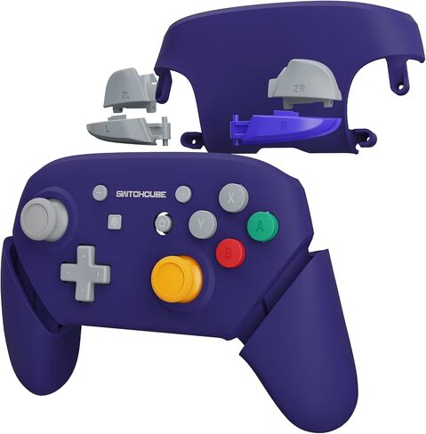 eXtremeRate Classic SwitchCube Style - Black Faceplate Backplate Handles for Nintendo Switch Pro Controller, Soft Touch Replacement Grip Housing Shell Cover with Buttons for Nintendo Switch Pro in Saudi Arabia