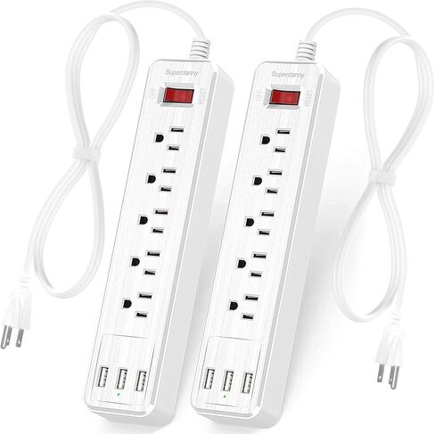 Mountable Power Strip, SUPERDANNY 6-Outlet Surge Protector, 9.8 Ft Extension Cord, 900 Joules, Overload Switch, Multiple Protections, Mountable, Desktop Charging Station for Home, Office, Black in Saudi Arabia