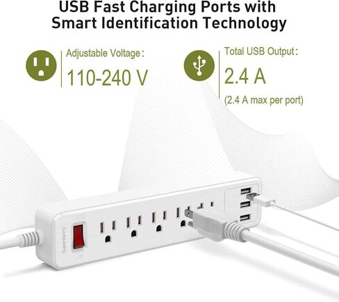 Mountable Power Strip, SUPERDANNY 6-Outlet Surge Protector, 9.8 Ft Extension Cord, 900 Joules, Overload Switch, Multiple Protections, Mountable, Desktop Charging Station for Home, Office, Black in Saudi Arabia