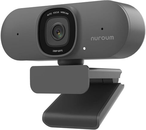 NUROUM V15AF 2K Webcam for PC, 1080p 60FPS AutoFocus Web Camera with Microphone, Privacy Cover and Mute, 75°FOV Dual Microphone USB FHD Computer Camera, Plug and Play for Zoom/Skype/Teams, White in Saudi Arabia