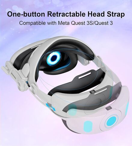 TRANSNOVO Compatible with Oculus Quest 3 Head Strap 6000mAh Battery VR Accessory for Meta Quest 3,One-Button Retractable & Adjustable Support, LED Display Screen & RGB Breathing Lights,PU Sponge Pad in Saudi Arabia