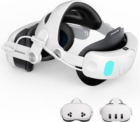 TRANSNOVO Compatible with Oculus Quest 3 Head Strap 6000mAh Battery VR Accessory for Meta Quest 3,One-Button Retractable & Adjustable Support, LED Display Screen & RGB Breathing Lights,PU Sponge Pad in Saudi Arabia