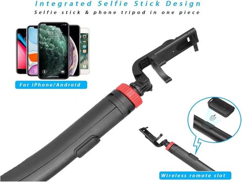 Selfie Stick Tripod,50" Portable Aluminum Phone Tripod Stand with Wireless Remote Shutter,Lightweight,Extendable Small Tripod for iPhone/Samsung/Huawei/Gopro and Cameras. in Saudi Arabia