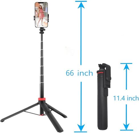 Selfie Stick Tripod,50" Portable Aluminum Phone Tripod Stand with Wireless Remote Shutter,Lightweight,Extendable Small Tripod for iPhone/Samsung/Huawei/Gopro and Cameras. in Saudi Arabia