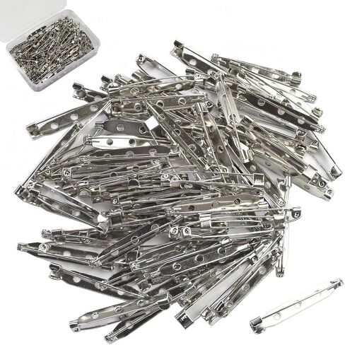Bar Pins Brooch Clasp Pin Backs Safety Pin 100 Pieces Silver for Name Tags, Badges 0.75 Inch (20mm) in Saudi Arabia