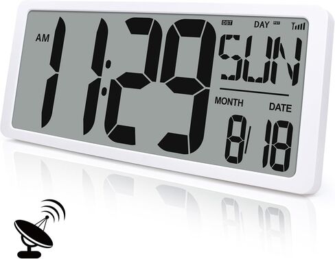 TXL Silver Large Digital Wall Clock with Backlight, 14.2" Battery Operated Alarm Clock with Day, Date & Temperature, Large Wall Clock for Classroom,Bedroom, Livingroom, Office，（Battery Included） in Saudi Arabia