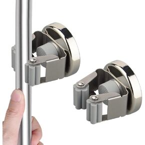 MUTUACTOR Magnetic Broom Holder,Non-slip Heavy Duty Broom and Mop Hanger Metal Tool Holder 3 Racks and 4 Hooks for Laundry Garage Kitchen Factories Workshops Organization and Storage(1 Set)