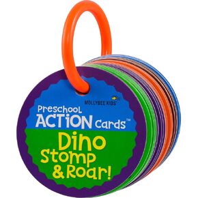 MOLLYBEE KIDS Dino Stomp and Roar, Toddler and Preschool Dinosaur Activity, Active Play and Indoor Scavenger Hunt Cards, Stocking Stuffer