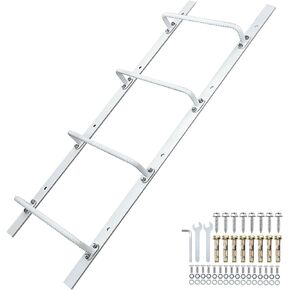 5-Rung Window Well Ladder Straight, Heavy Duty Steel Fire Escape Ladder, Powder-Coated Basement Egress Window Ladder Wall Mounted Ladder 56.2" Lx17.9 W, Black