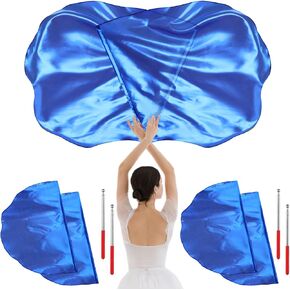 4 Set Worship Flags for Dance 29.5 x 39.3 Inch Praise Church Flags with 4 Pcs Scalable Rod, Semicircle Worship Angel Wing Flags for Girls Adults Practice Performance
