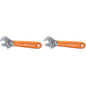 Klein Tools O5064 Adjustable Wrench, Extra-Capacity Jaw, Forged Heat-Treated Alloy Steel, SAE, Metric Scales, Plastic-Dipped Handle, 4-Inch